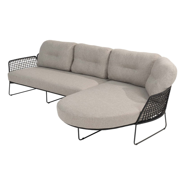 Taste 4SO Rhodos chaise lounge bank + 4 Seasons Outdoor Verdi salontafel teak 73 Ø cm