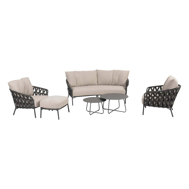 4 Seasons Outdoor Taste 4SO Albareto organische loungebank + voetenbank + Dali salontafels