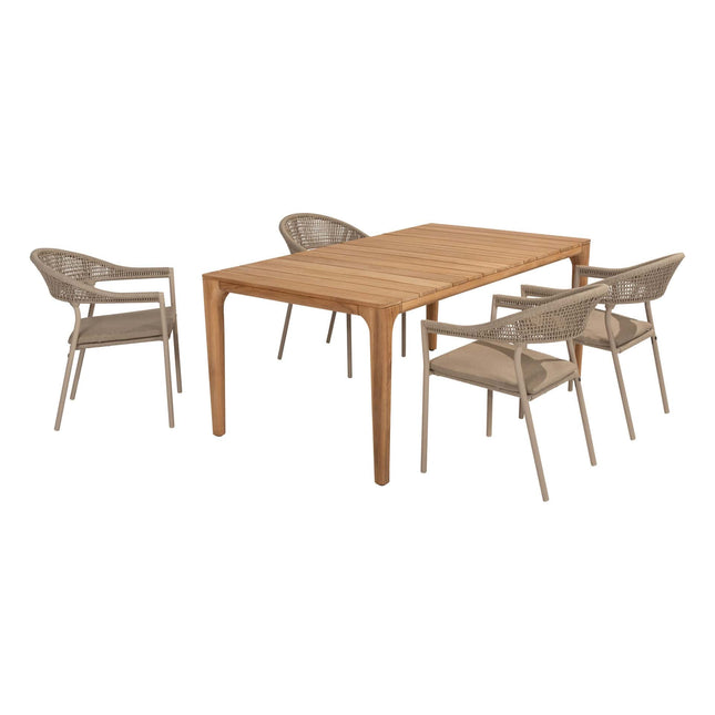 Taste 4SO Sienna dining + Liam eettafel teak 180 x 100 cm