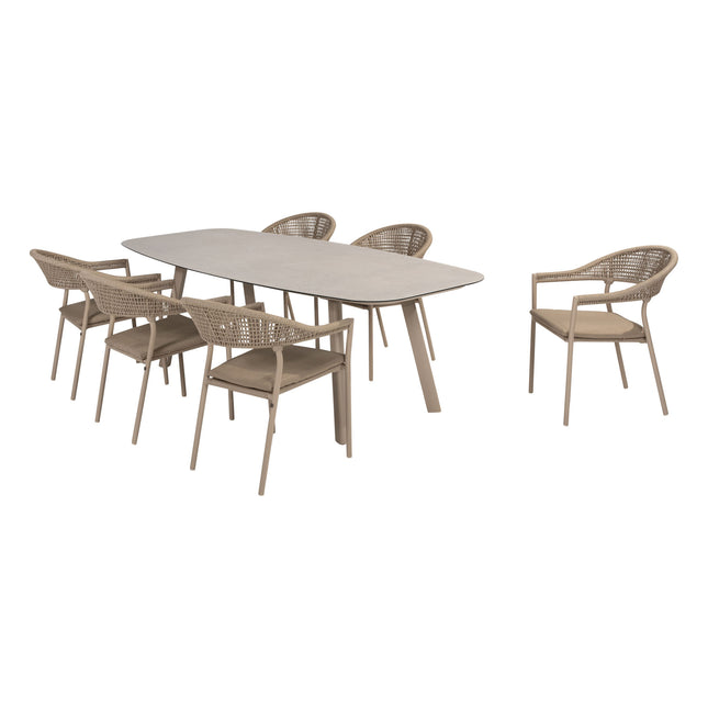 Taste 4SO Sienna dining + Manolo tafel latte met geprint keramiek tafelblad 240 cm