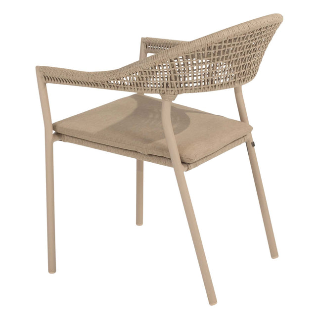 Taste 4SO Sienna dining + Prado teak tafel 160 Ø cm latte onderstel