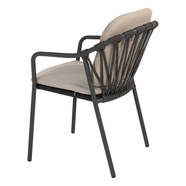 Taste 4SO Manitoba stapelbare dining stoel antraciet + Manolo tafel antraciet met geprint keramiek blad 240 cm