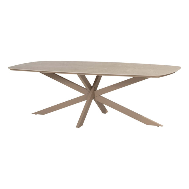 Taste 4SO Sienna dining + Prado tafel met keramisch tafelblad barrel latte 240 cm