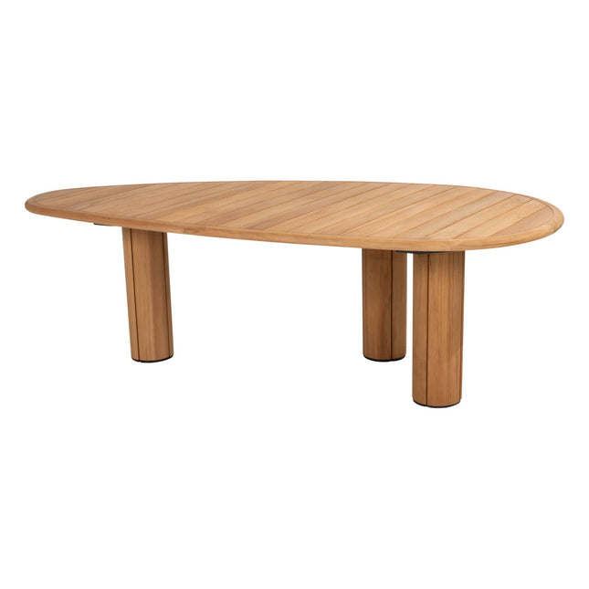 4 Seasons Outdoor Bernini dining stoel + Taste 4SO Corsica tafel kiezel-vorm teak 240 cm