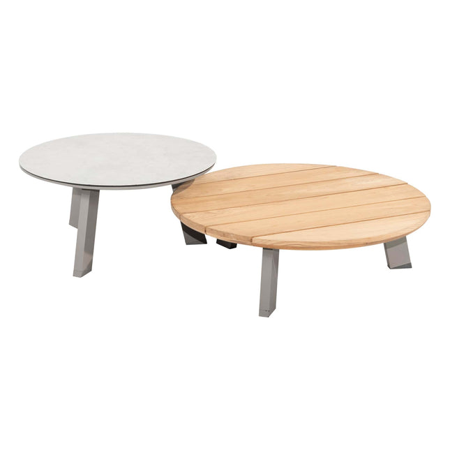 Taste 4SO Emma set van 2 salontafels cloud, 65 en 80 cm. Ø  printed keramiek / teak top
