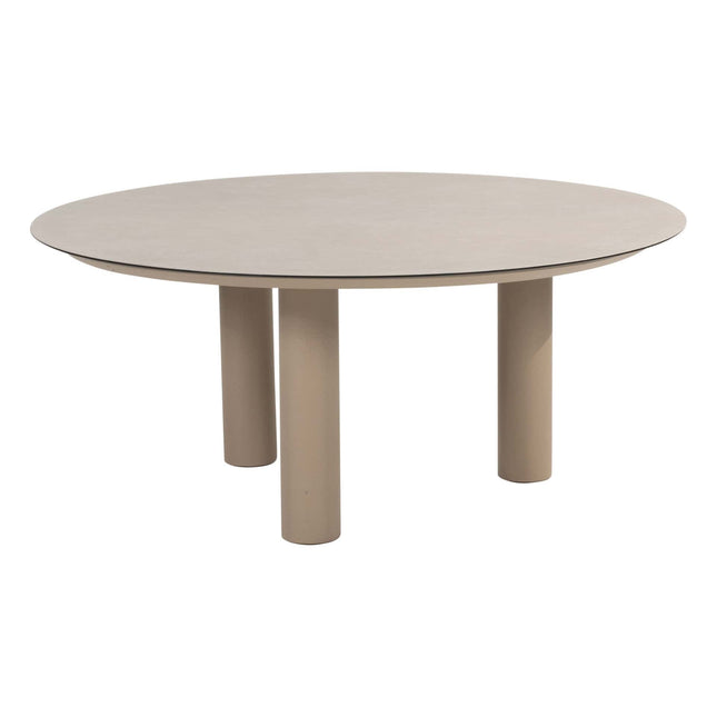 Taste 4SO Manitoba stapelbare dining stoel latte + Donato tafel 160 Ø cm met geprint keramiek blad