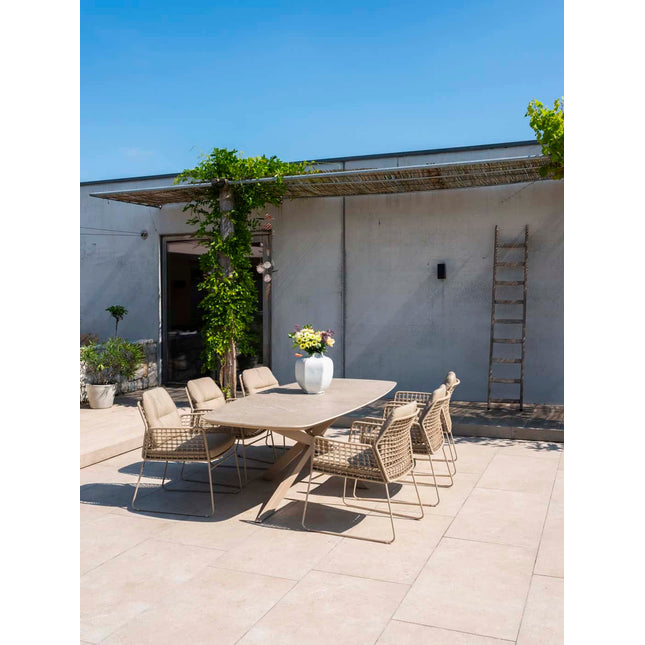 Taste 4SO Albano dining stoel (6 st.) + Prado tafel met keramisch tafelblad barrel latte 240 cm