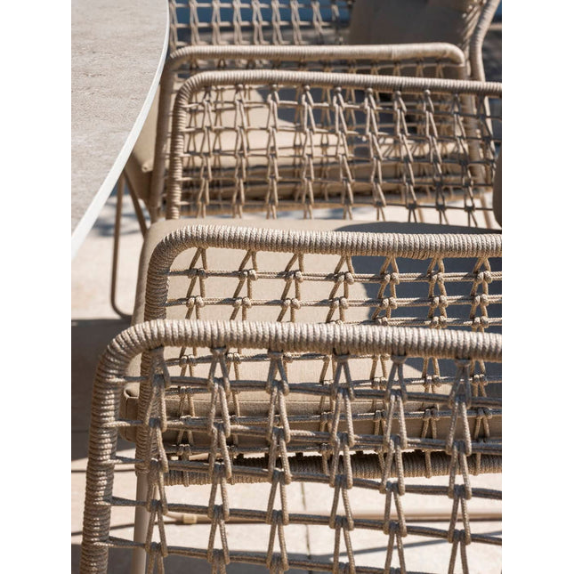 Taste 4SO Albano dining stoel (6 st.) + Prado tafel met keramisch tafelblad barrel latte 240 cm