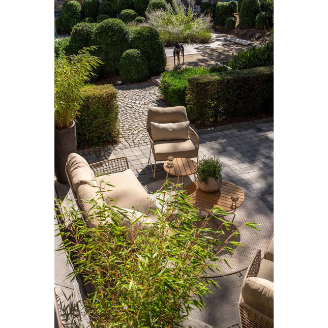 Taste 4SO Albano bistro loungeset + 4 Seasons Outdoor Verdi bijzettafel 45 Ø cm latte