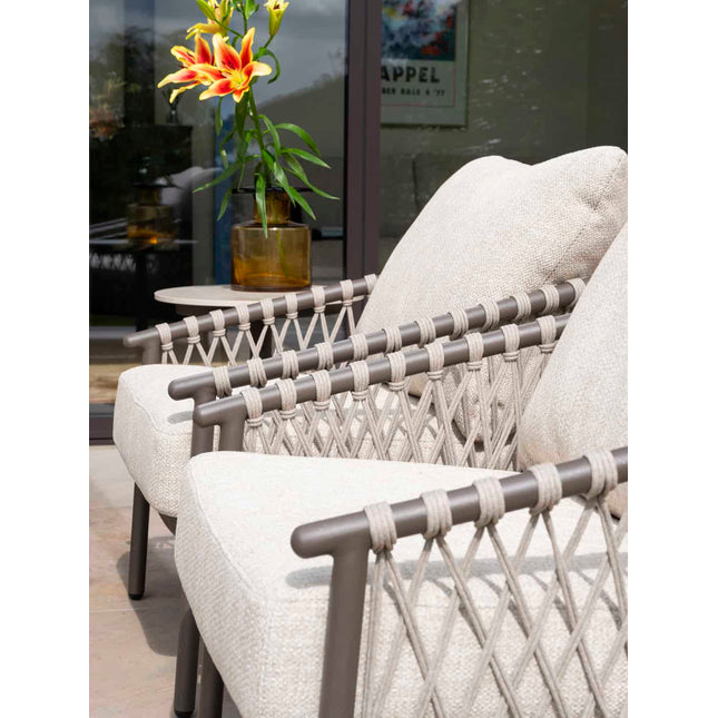 4 Seasons Outdoor Allora bistro loungeset + Boaz bijzettafel 45 Ø cm terre