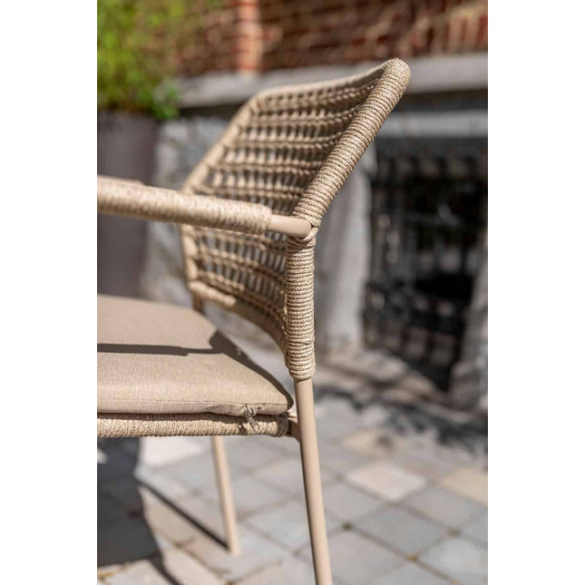 Taste 4SO Barista dining stoel + Prado tafel met keramisch tafelblad barrel latte 240 cm