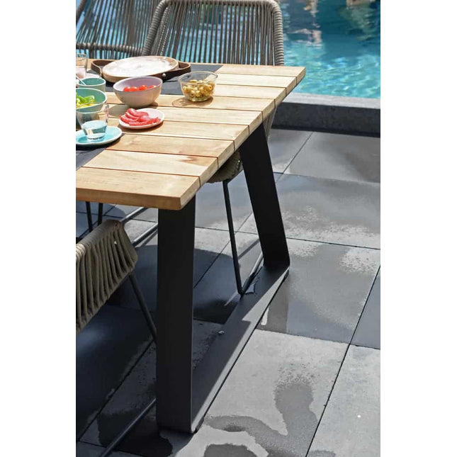 Taste 4SO Palma dining antraciet + Basso teak tafel 240 cm