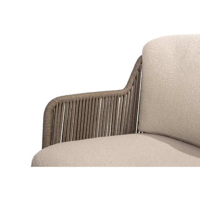 4 Seasons Outdoor Bernini dining stoel + Taste 4SO Prado teak tafel 160 Ø cm terre onderstel