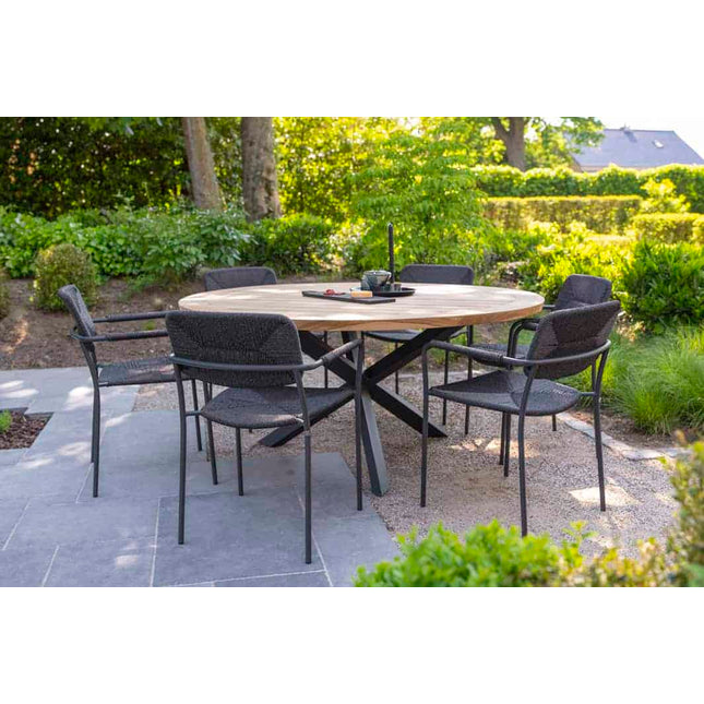 Taste 4SO Prado teak tafel 160 Ø cm antraciet onderstel