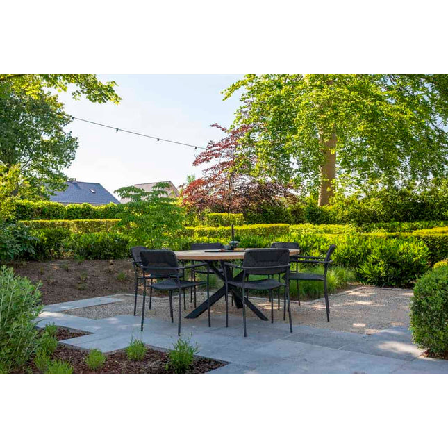 Taste 4SO Prado teak tafel 160 Ø cm antraciet onderstel