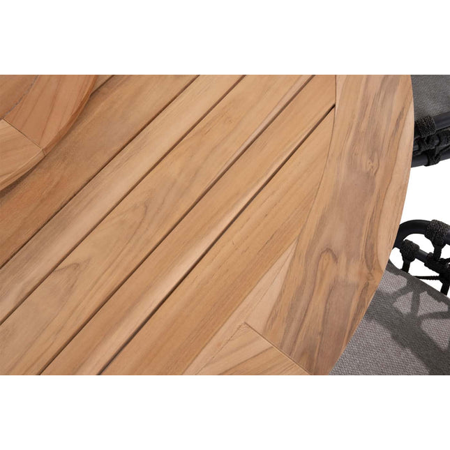 Taste 4SO Saba low dining teak tafel 160 Ø cm antraciet onderstel