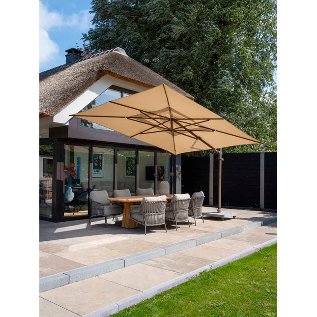 4 Seasons Outdoor Tuinset Capalbio low dining stoel + Taste 4SO Capri low dining tafel barrel-vorm teak 240 x 110 cm