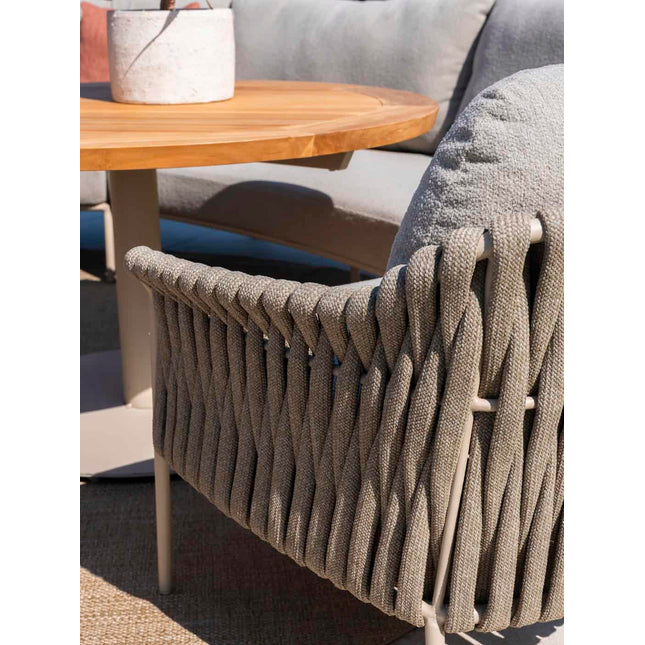 4 Seasons Outdoor Tuinset Comino low dining stoel + Taste 4SO Saba low dining  latte onderstel met teak tafel 130 Ø cm