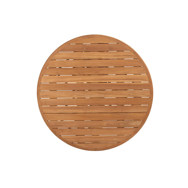 4 Seasons Outdoor Fabrice dining stoel latte + Taste 4SO Corsica tafel teak 160 Ø cm