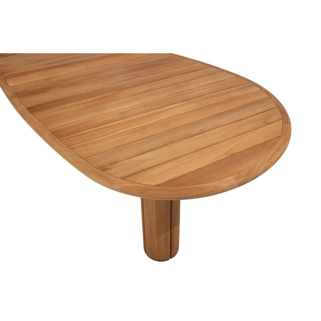 4 Seasons Outdoor Fabrice dining stoel latte + Taste 4SO Corsica tafel kiezel-vorm teak 240 cm