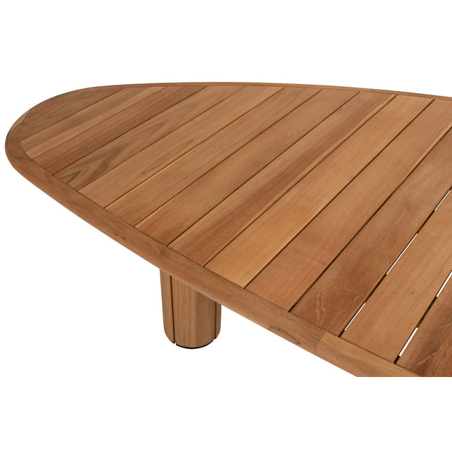 4 Seasons Outdoor Fabrice dining stoel latte + Taste 4SO Corsica tafel kiezel-vorm teak 240 cm