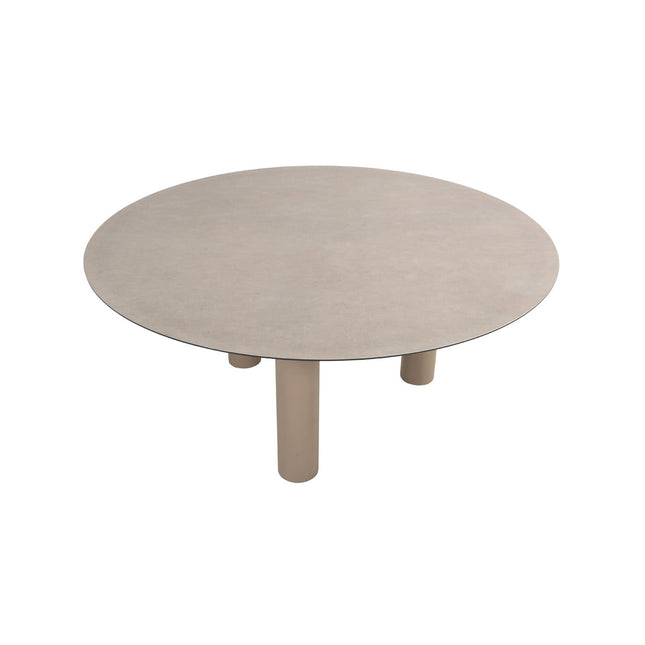 Taste 4SO Manitoba stapelbare dining stoel latte + Donato tafel 160 Ø cm met geprint keramiek blad
