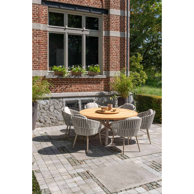 Taste 4SO Eva dining + Prado teak tafel 160 Ø cm + lazy susan