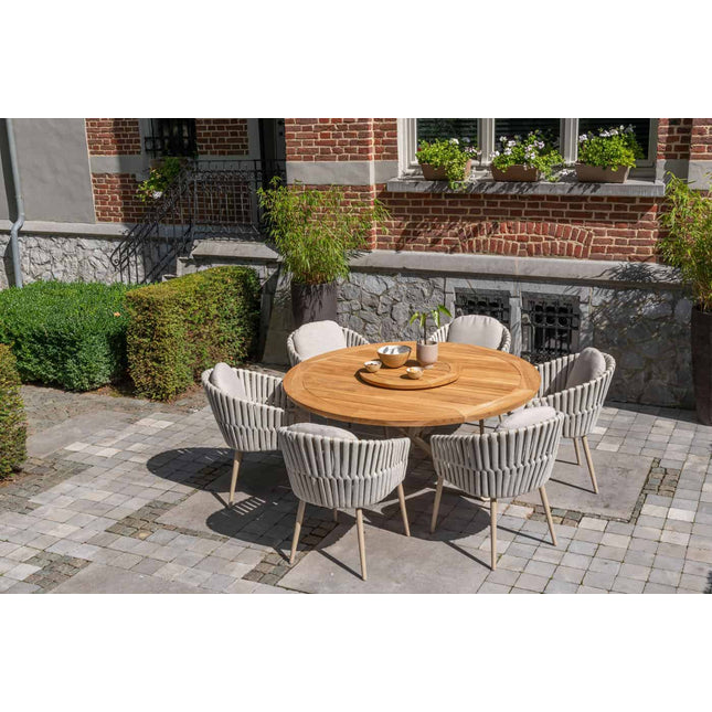 Taste 4SO Eva dining + Prado teak tafel 160 Ø cm + lazy susan