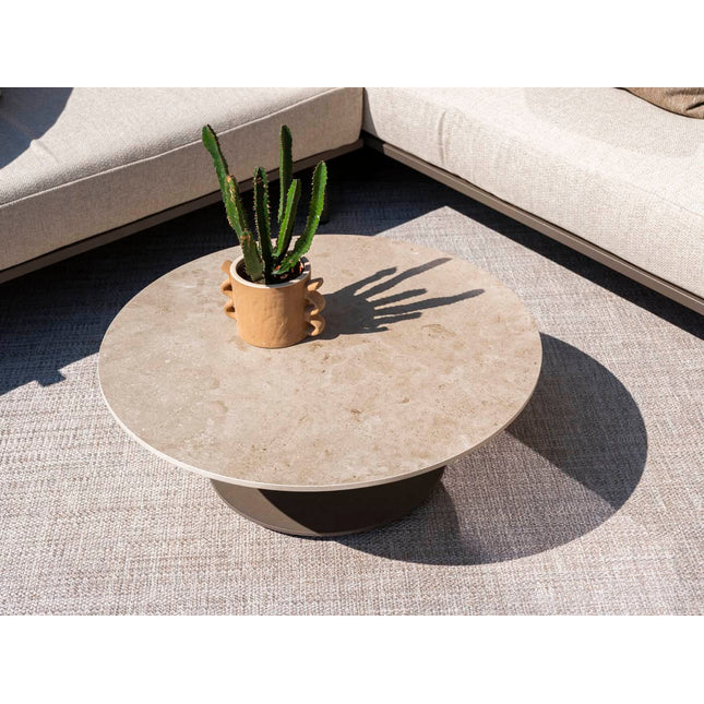 4 Seasons Outdoor Boaz salontafel met keramisch tafelblad, centrale poot terre 80 cm. Ø (H 30)