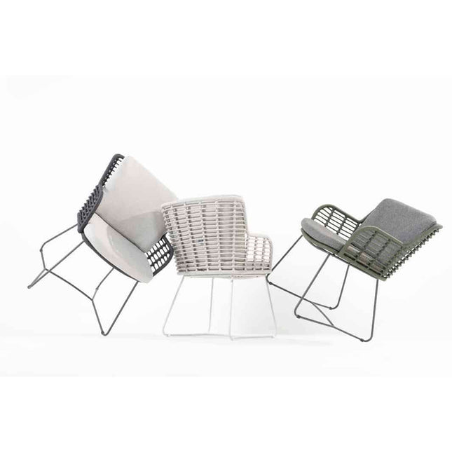 4 Seasons Outdoor Fabrice dining antraciet + Taste 4SO Prado teak tafel 130 Ø cm