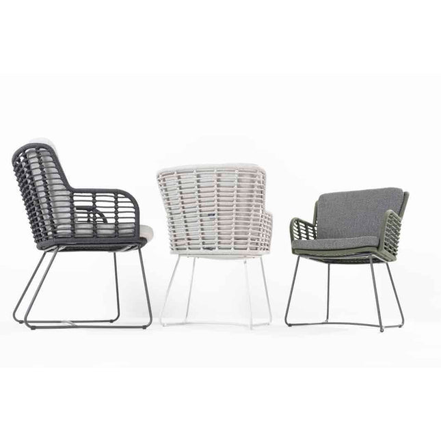 4 Seasons Outdoor Fabrice dining antraciet + Taste 4SO Prado teak tafel 130 Ø cm