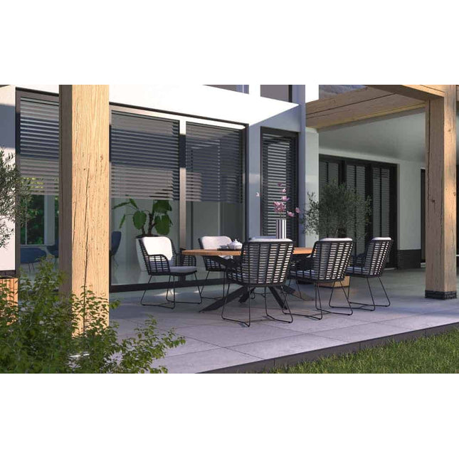 4 Seasons Outdoor Fabrice dining antraciet + Taste 4SO Prado teak tafel ellips 240 cm