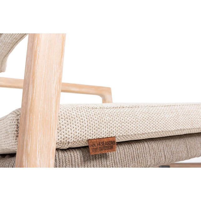 4 Seasons Outdoor Julia stapelbare dining stoel brushed teak incl. 2 kussens