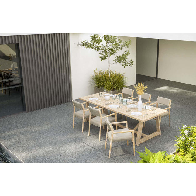 4 Seasons Outdoor Julia stapelbare dining stoel brushed teak incl. 2 kussens