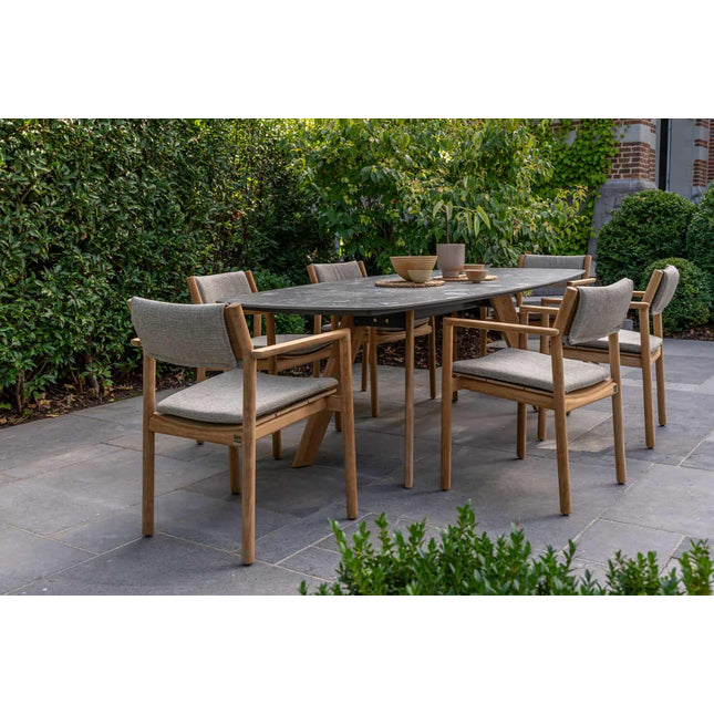 4 Seasons Outdoor Levi stapelbare dining stoel teak incl. 2 kussens