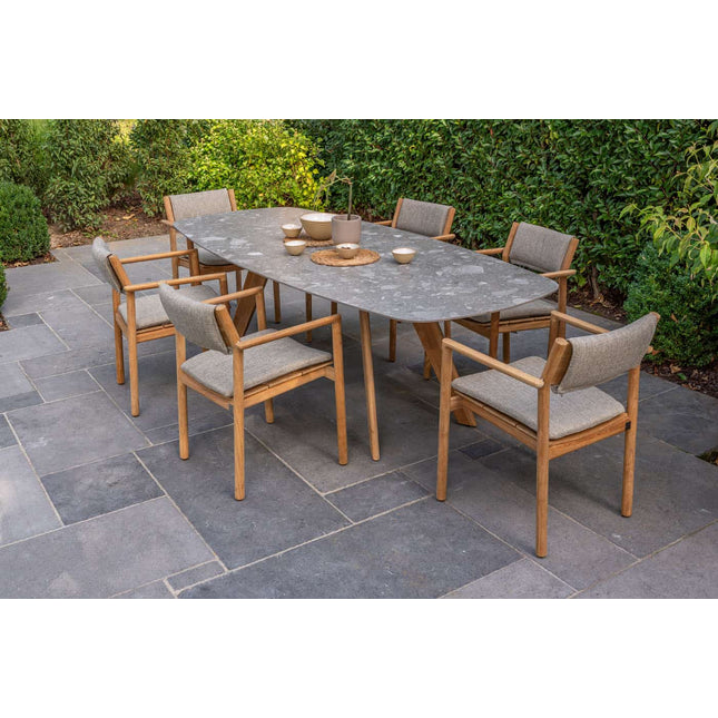 4 Seasons Outdoor Levi stapelbare dining stoel teak incl. 2 kussens