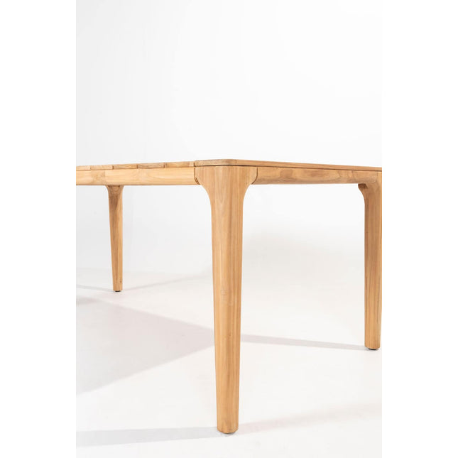 Taste 4SO Parma stapelbare dining latte + Liam teak tafel 240 cm