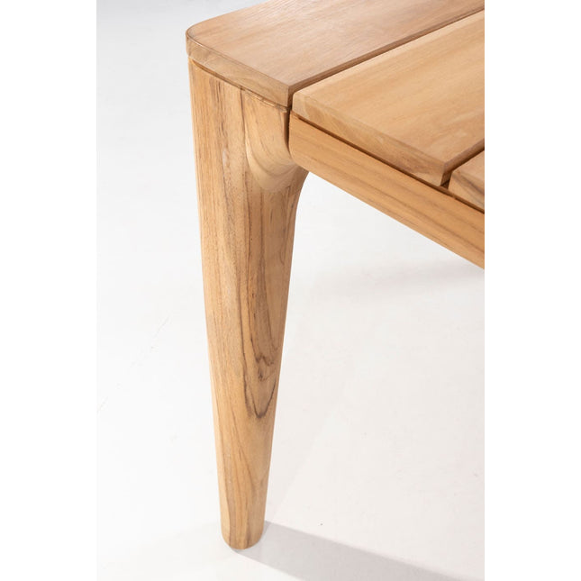 Taste 4SO Parma stapelbare dining latte + Liam teak tafel 180 cm