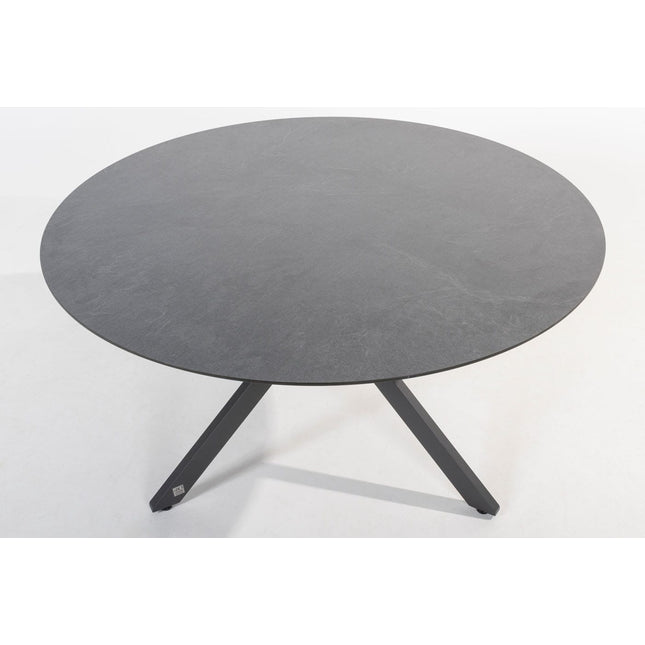 4 Seasons Outdoor Aprilla dining pure (4 st.) + Locarno tafel HPL slate antraciet Ø 130 cm
