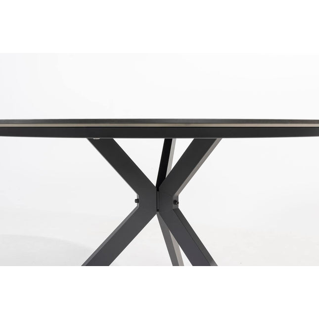 Taste 4SO Barista dining antraciet + 4 Seasons Outdoor Locarno tafel HPL slate antraciet 130 Ø cm
