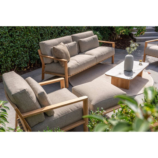 4 Seasons Outdoor Lucas 3-zits lounge bank teak incl. 6 kussens