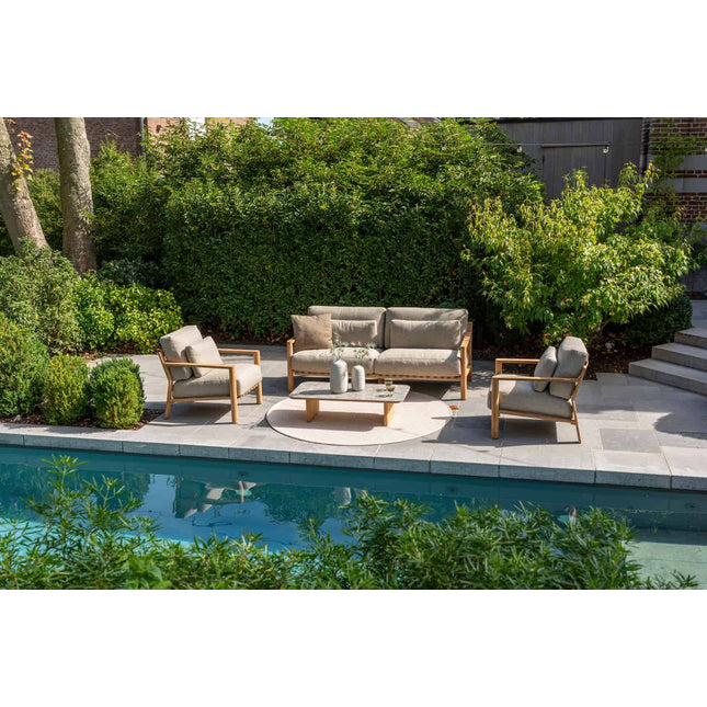 4 Seasons Outdoor Lucas salontafel teak 120 x 60 x 30 cm. Met keramiek terrazzo tafelblad