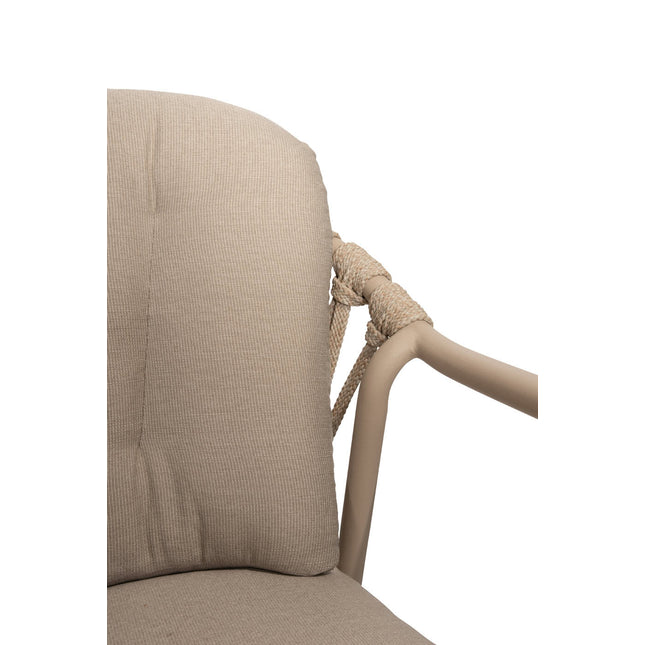 Taste 4SO Manitoba stapelbare dining stoel latte + Prado teak tafel 160 Ø cm latte onderstel