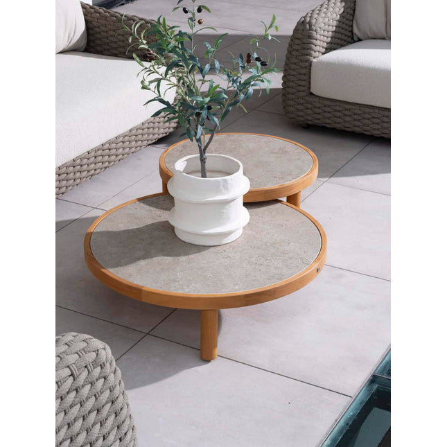 4 Seasons Outdoor Finn salontafel met keramisch tafelblad 85 cm. Ø (H 25)