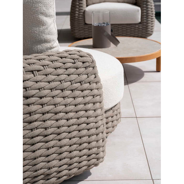 4 Seasons Outdoor Maxime chaise lounge bank + loungestoel + Finn salontafel kiezel-vorm