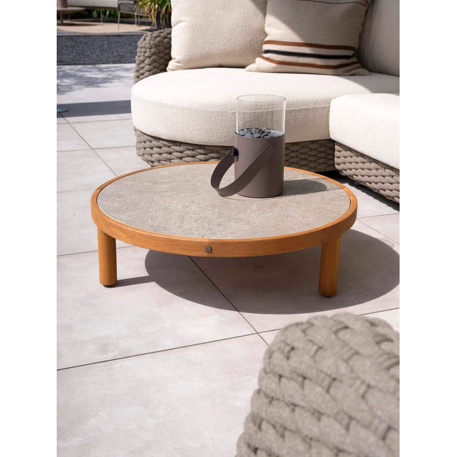 4 Seasons Outdoor Finn salontafel met keramisch tafelblad 85 cm. Ø (H 25)