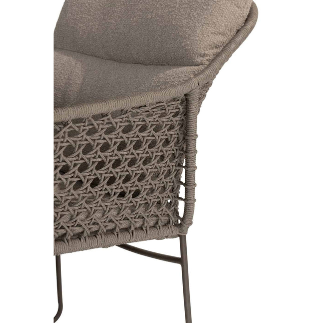 4 Seasons Outdoor Moretti high back dining stoel + Taste 4SO Prado teak tafel 130 Ø cm