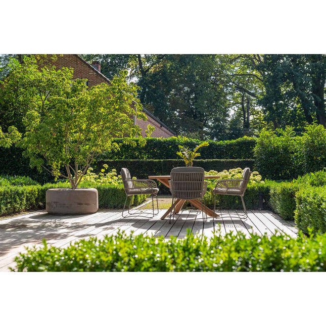 4 Seasons Outdoor Murcia dining olive + Taste 4SO Prado teak tafel 130 Ø cm