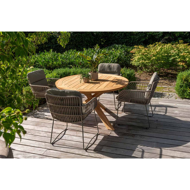 4 Seasons Outdoor Murcia dining olive + Taste 4SO Prado teak tafel 160 Ø cm