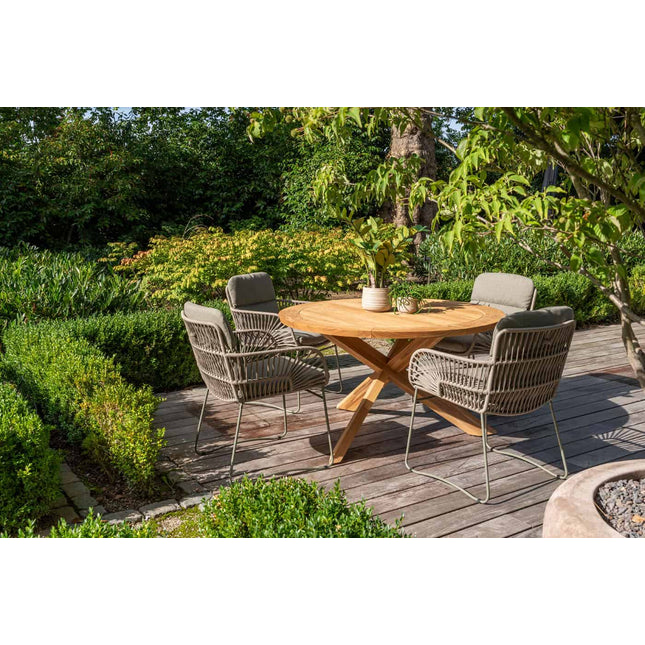 4 Seasons Outdoor Murcia dining olive + Taste 4SO Prado teak tafel 160 Ø cm